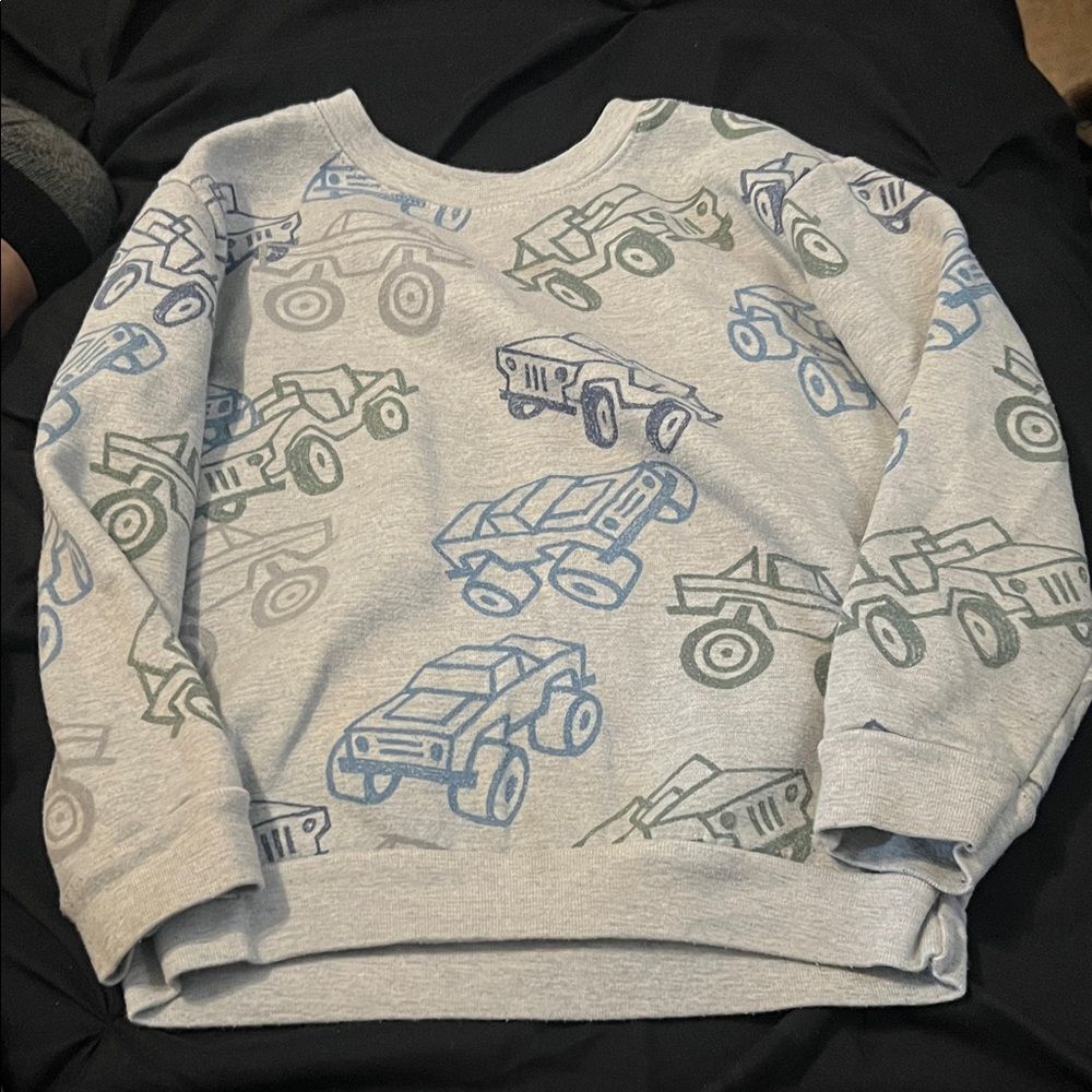 Garanimals Light Gray Sweatshirt with Blue and Green Trucks